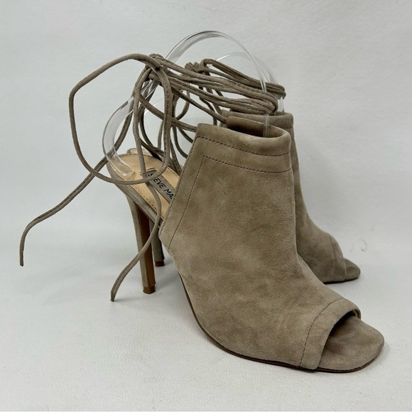 Steve Madden Taupe Sophie Sandals Peep Toe, Tie Up Mule Bootie Size 8.5 - Picture 3 of 12